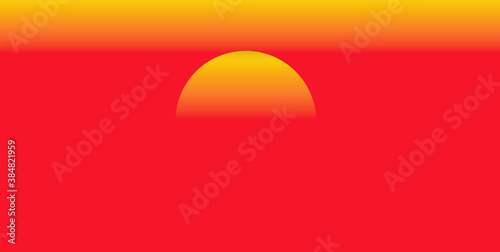 Beautiful sunset, half of the sun On the red background of the sunset light,Denote the end of the day.sunset and sunrise concept.Safari theme. © Mohwet