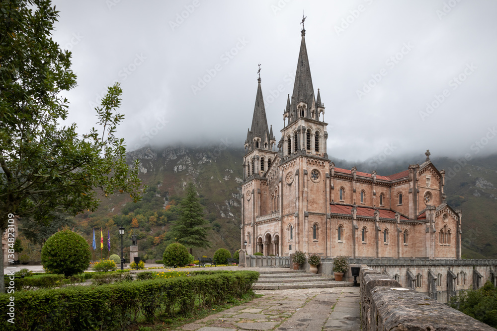 basilica of the sanctuary of Covadonga in Spain.