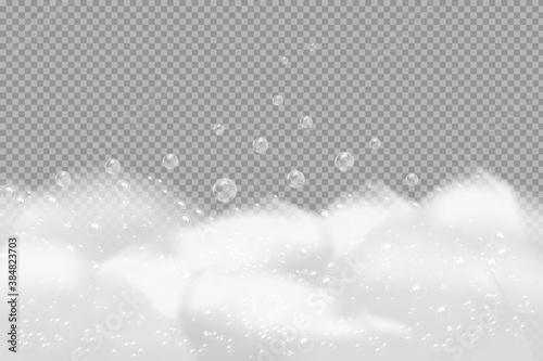 Bath foam isolated on transparent background. Bubbles texture.