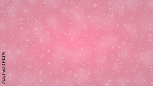 Christmas background of snowflakes of different shapes, sizes and transparency in pink colors © Aleksei Solovev