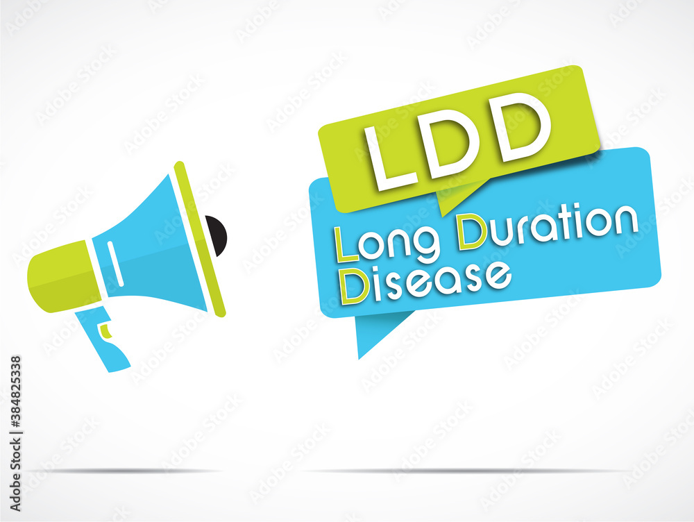 megaphone and speech bubbles with the acronym word LDD means Long
