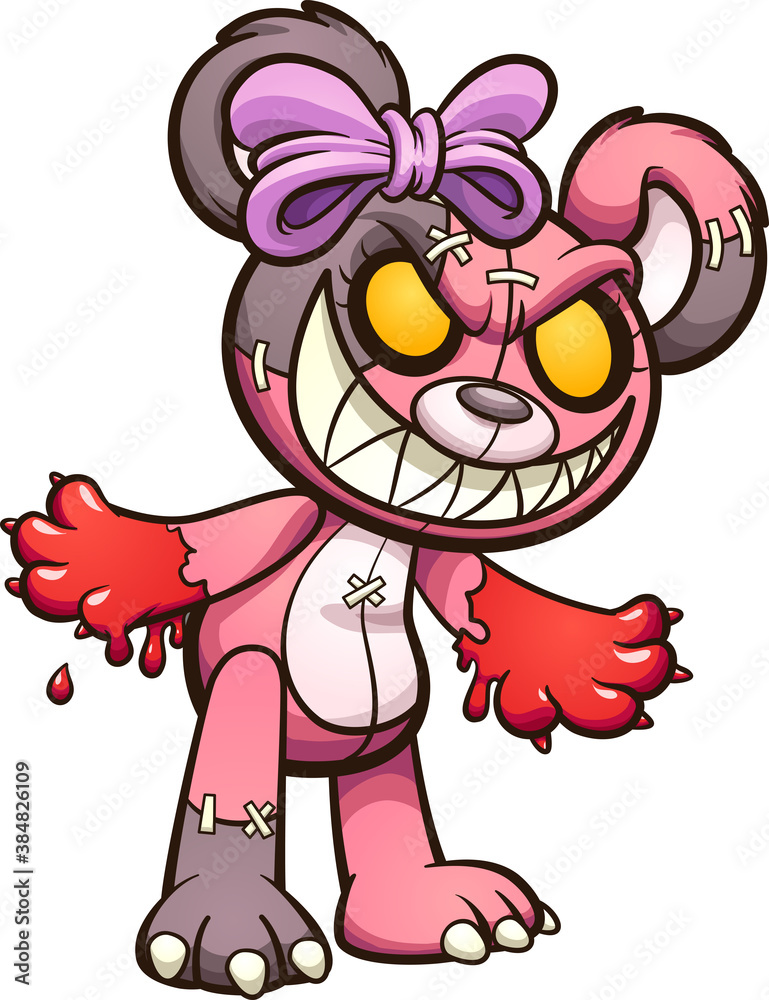 Evil cartoon smiling Teddy bear. Vector clip art illustration with simple  gradients. All on a single layer. Stock Vector | Adobe Stock