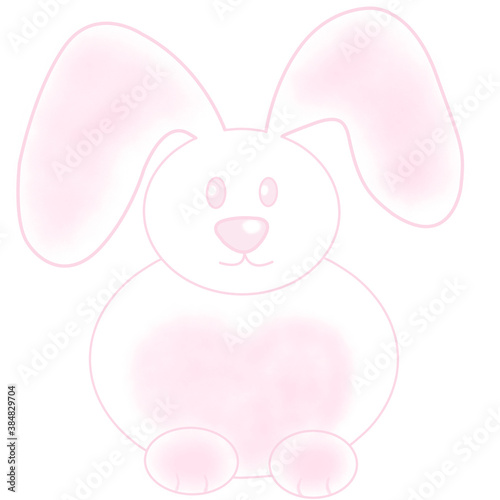 white and pink funny bunny © KATSIARYNA
