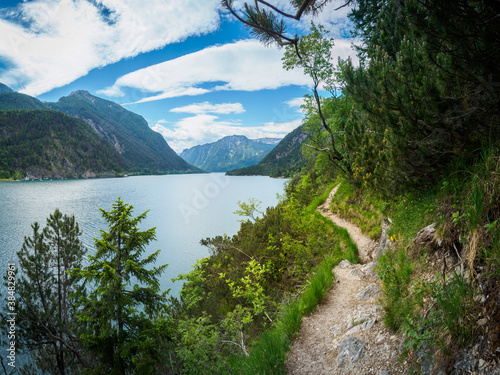 The Gaisalmsteig on Lake Achensee in Tyrol in early summer