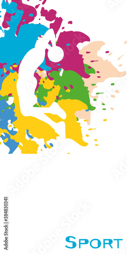 poster concept and sport. Colorful design element for maps, banners, printing, vector illustrations of icons, logos, and information. image of a basketball player's silhouette and colors. EPS10
