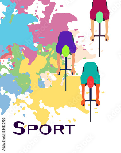 poster concept and sport. Colorful design element for maps, banners, printing, vector illustrations of icons, logos, and information. image of a cyclist and colors. EPS10