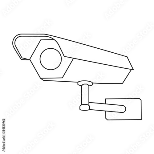 Camera cctv vector icon.Outline vector icon isolated illustration on white background camera cctv.