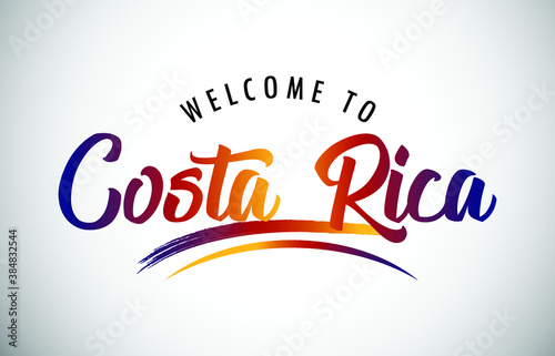Costa Rica Welcome To Message in Beautiful Colored Modern Gradients Vector Illustration.