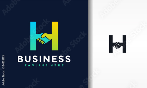 letter H shake hands logo