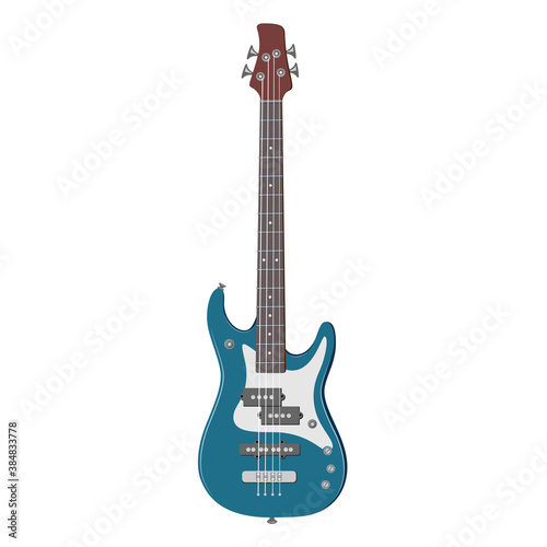 Color illustration of the bas-guitar. Musical instrument. 