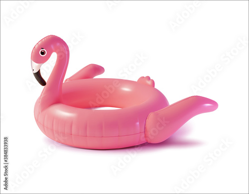 Realistic Detailed 3d Flamingo Swimming Pool Ring. Vector