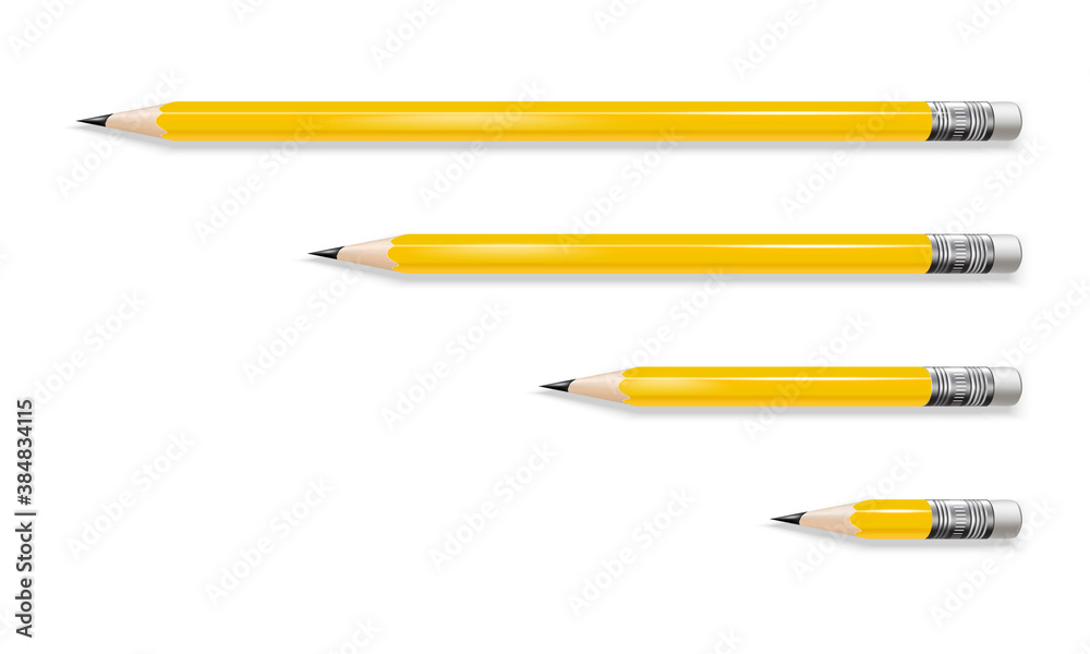 Fototapeta premium Realistic Detailed 3d Different Yellow Pencil Set. Vector