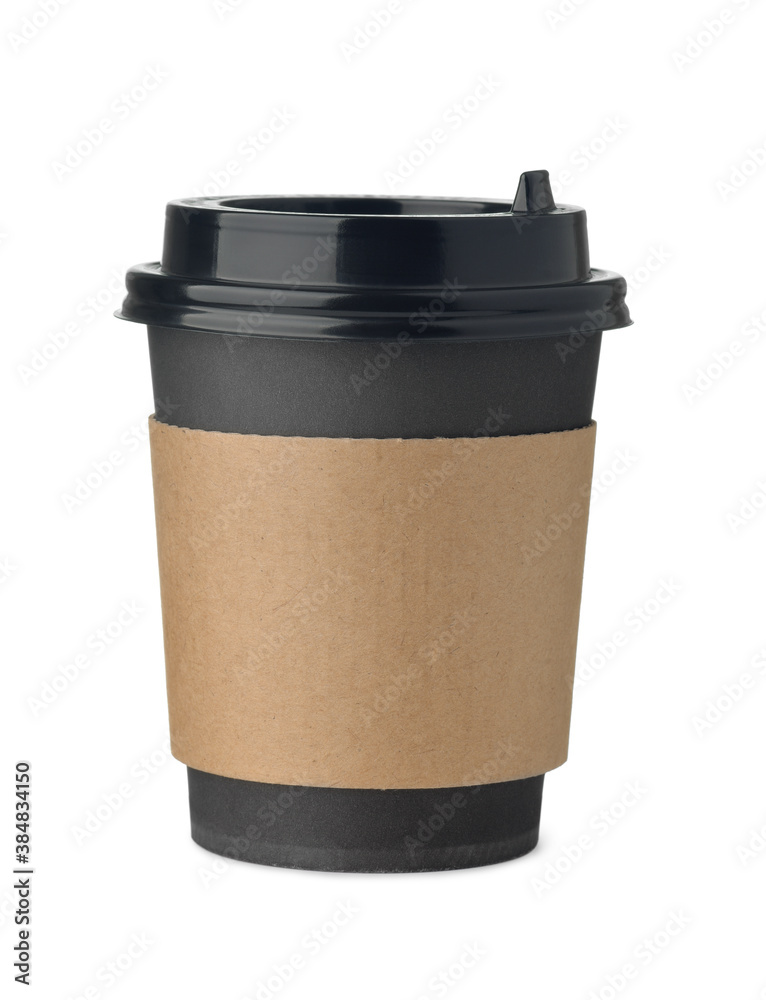 Black paper takeaway coffee cup with sleeve and lid Black paper takeaway coffee cup with sleeve and lid