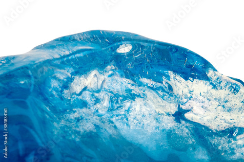 the abstract background of ice structure. blue transparent ice shapes isolated on a white background