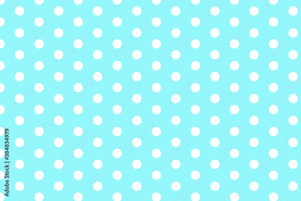 Seamless pattern of large white polka dots on a pastel blue background. EPS10 file includes a pattern swatch that seamlessly fills any shape
