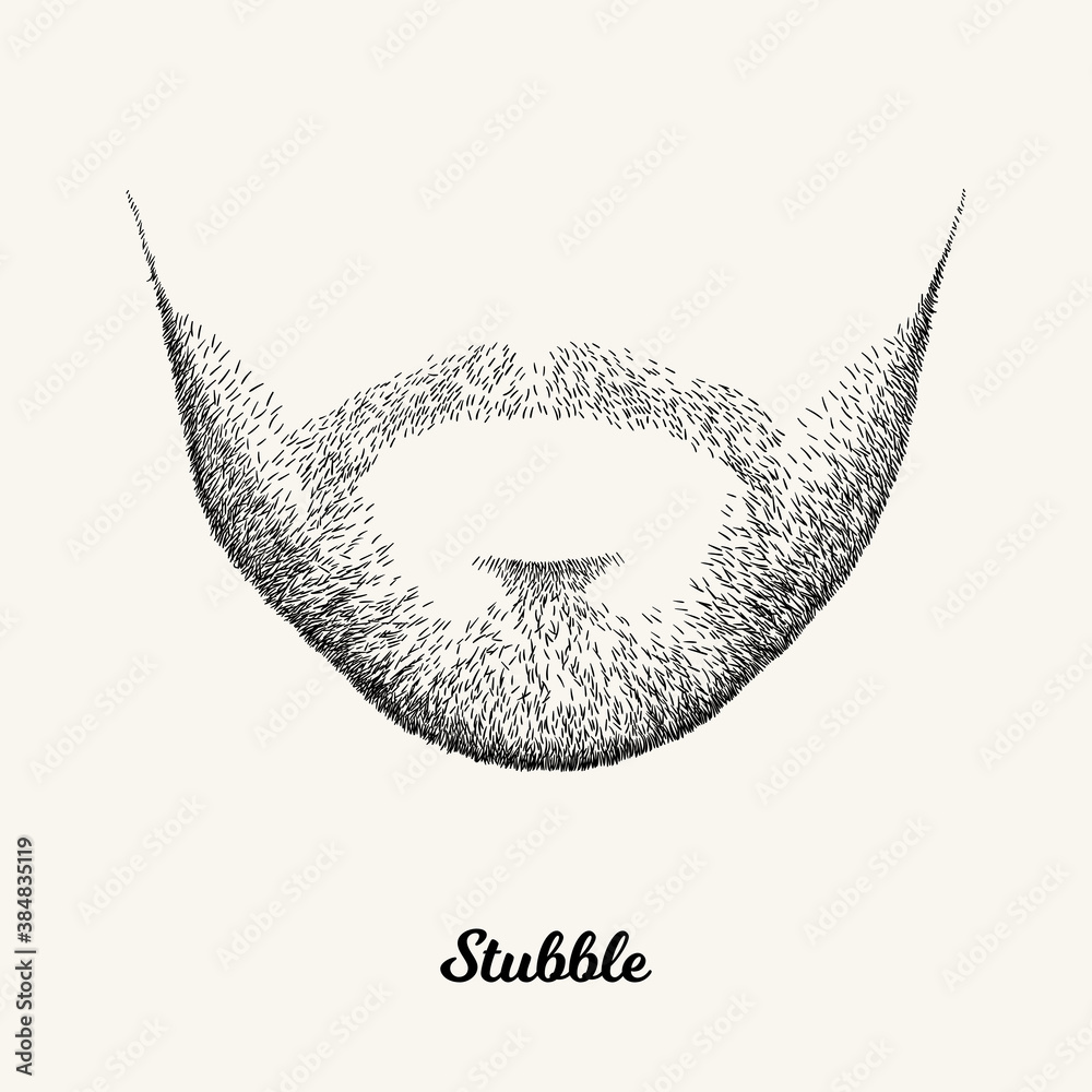 Male stubble. Simple linear Illustration with fashionable men hairstyle. Contour vector background with isolated element for barber shop decor, prints, t-shirts, posters