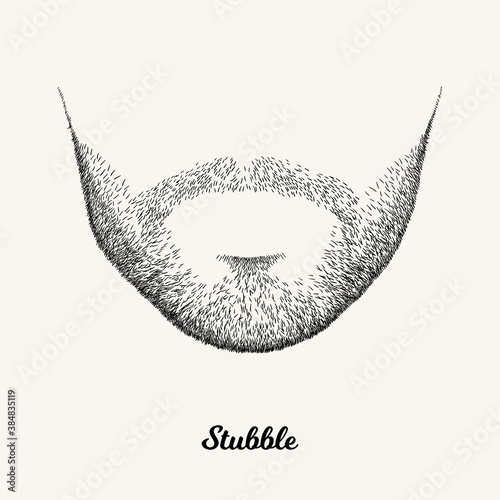 Male stubble. Simple linear Illustration with fashionable men hairstyle. Contour vector background with isolated element for barber shop decor, prints, t-shirts, posters