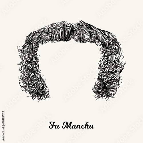 Fu Manchu mustache. Isolated men hairstyle for barber shop