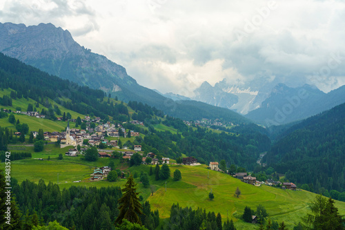 Mountain landscape along the road to Selva di Cadore, Dolomites