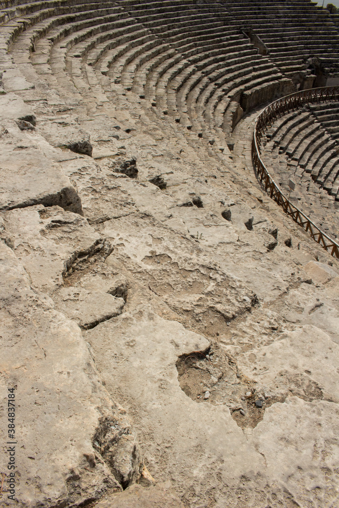 Ruins of the ancient town Hierapolis, Roman amphitheater in ruins, PAMUKKALE / TURKEY Ruins of the ancient town Hierapolis, Roman amphitheater in ruins, PAMUKKALE / TURKEY