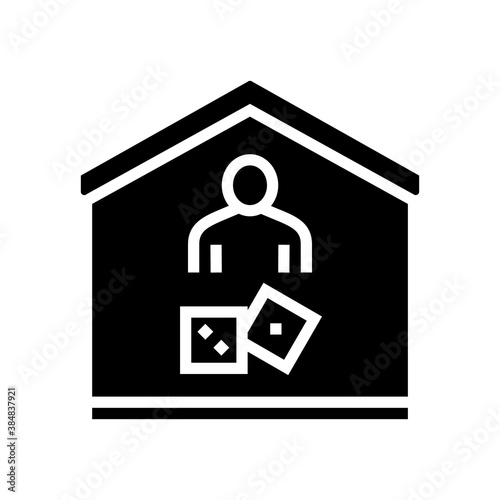 play game at home glyph icon vector. play game at home sign. isolated contour symbol black illustration