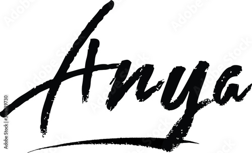 Anya-Female name Modern Brush Calligraphy on White Background