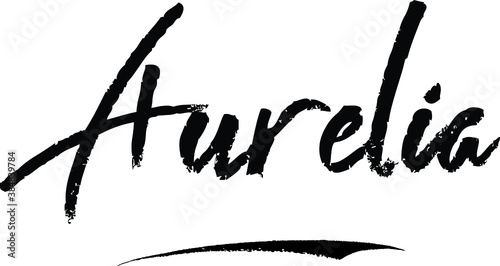Aurelia-Female name Modern Brush Calligraphy on White Background
