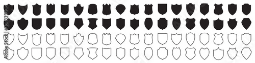 Set of shield icons in black. Vector illustration