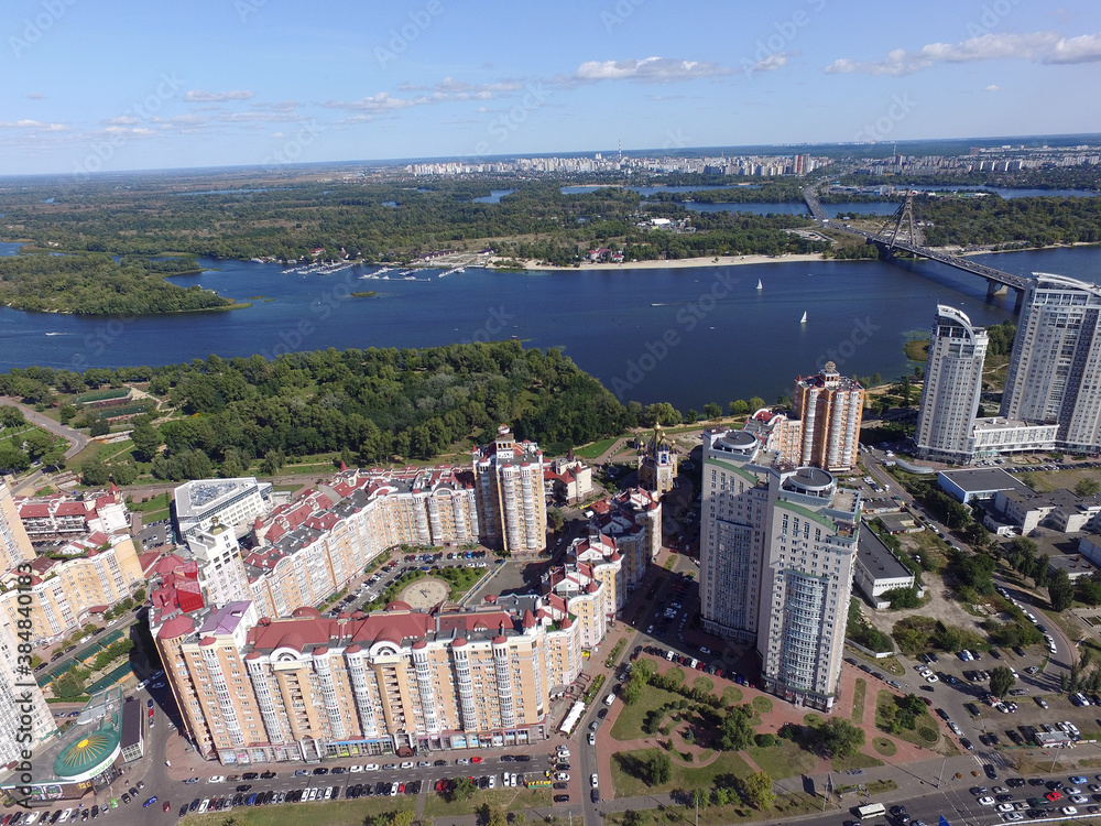 Panoramic view of Kiev (drone image). 