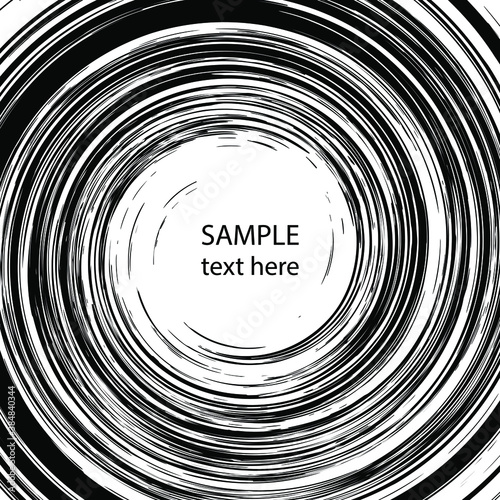Black grunge vortex shape on white background. Geometric art. Vector illustration. Trendy design element for logo, tattoo, sign, symbol, web pages, prints, posters, template, pattern and abstract back