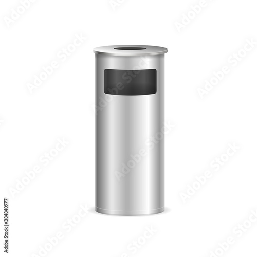 Realistic Detailed 3d Metal Trash Bin. Vector