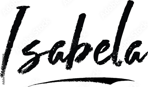 Isabela-Female name Modern Brush Calligraphy on White Background