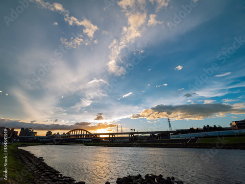 Sunset view of the beautiful First MacArthur Bridge photo