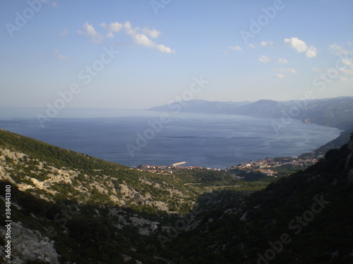 Scenic view of beautiful landscape and sea in Sardinia