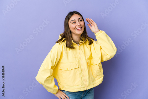 Young caucasian woman joyful laughing a lot. Happiness concept.