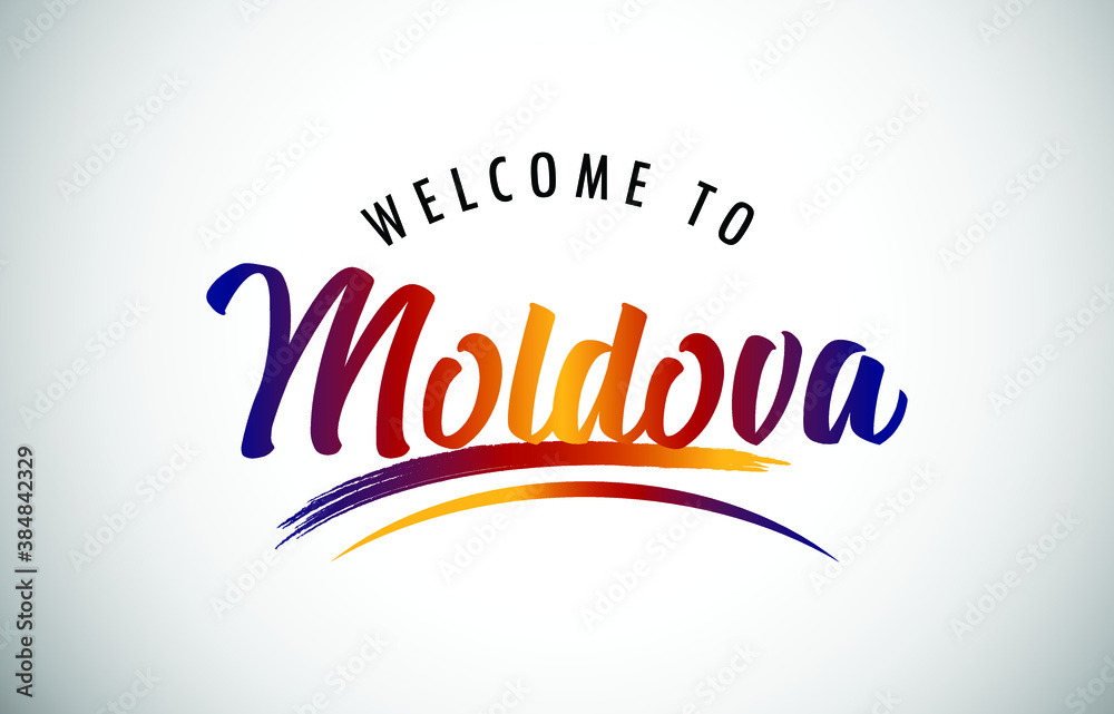 Moldova Welcome To Message in Beautiful Colored Modern Gradients Vector Illustration.