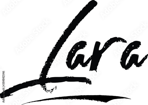 Lara-Female name Modern Brush Calligraphy on White Background photo