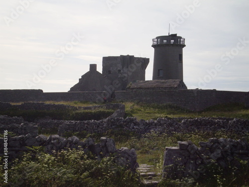 Irish landscape and old ruins 