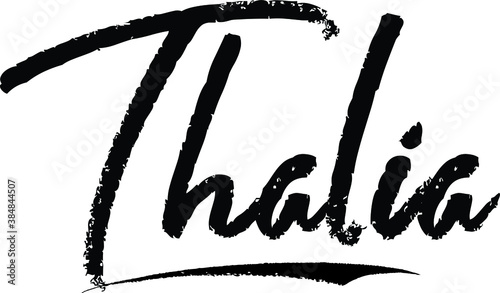 Thalia-Female name Modern Brush Calligraphy on White Background