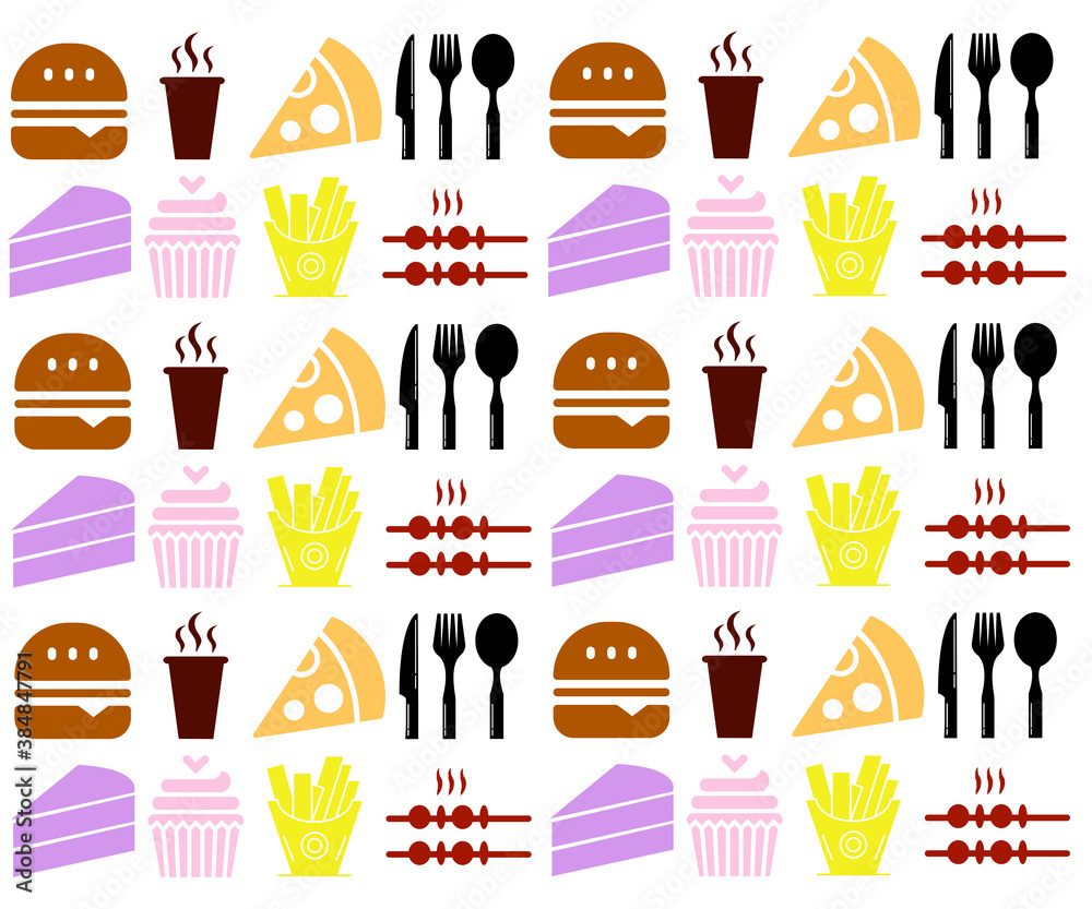 set of kitchen utensils vector, fast food pattern on abstract background with colorful icons, graphic design illustration wallpaper set of kitchen utensils vector, fast food pattern on abstract background with colorful icons, graphic design illustration wallpaper