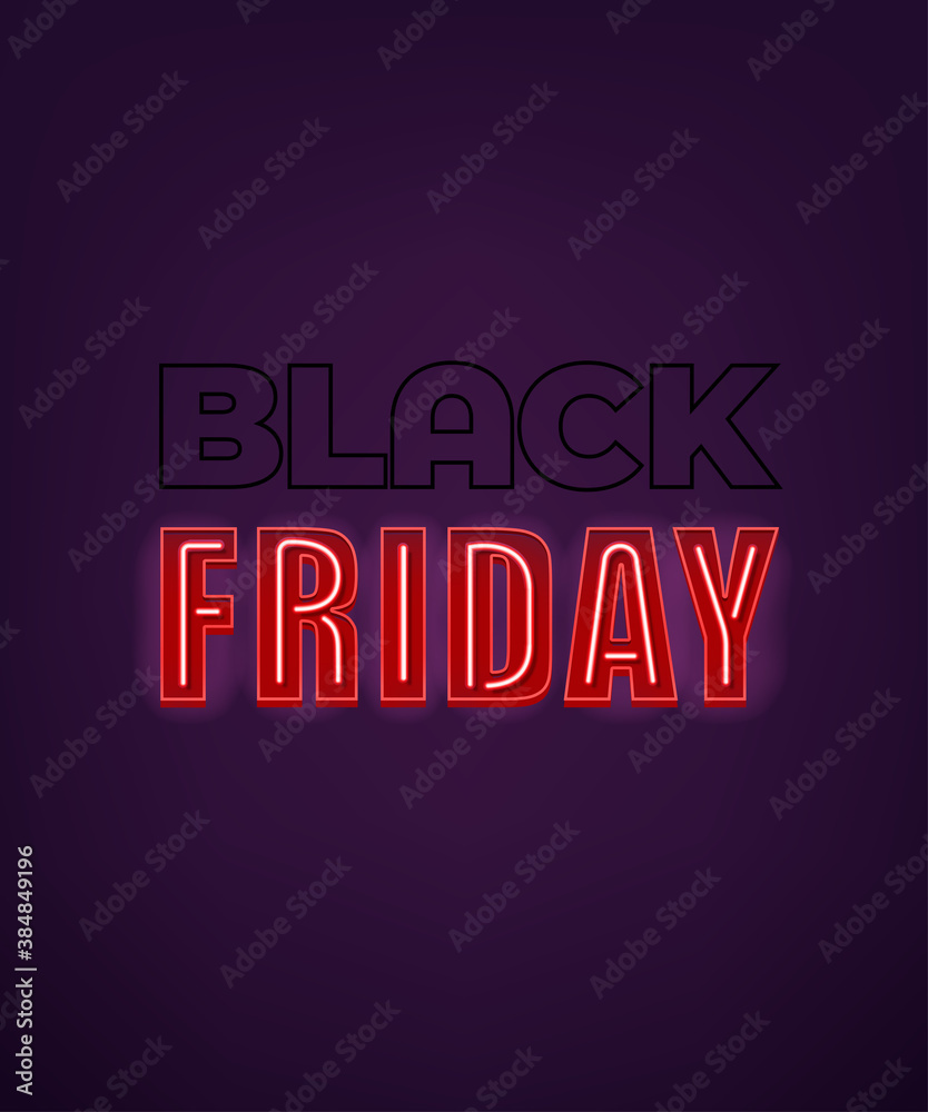 Black friday banner with neon text effect Black friday banner with neon text effect