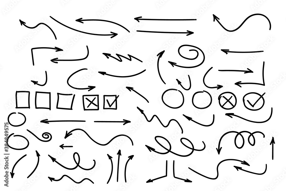 Doodle symbols. Pointer icons. Pointer graphic symbols. Doodle symbols. Pointer icons. Pointer graphic symbols.