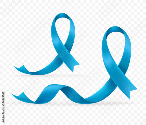 Prostate cancer awareness day light blye silk ribbons vector set photo