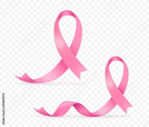 World breast cancer pink silk ribbon vector set