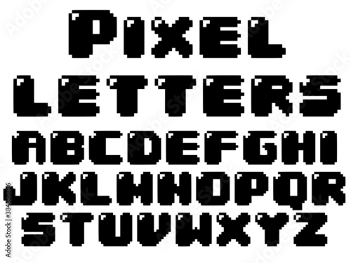 Pixel letters alphabet, vector illustration