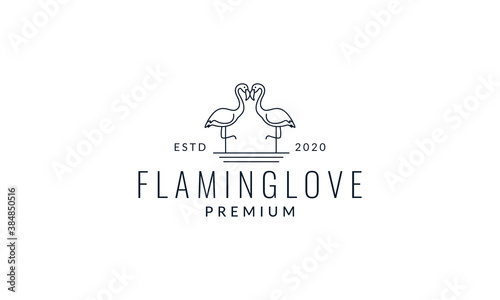 two flamingo line modern logo vector illustration design