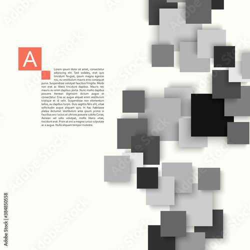 3d web banner with connect square with shadow on white background. Banner, brochure and cover design template