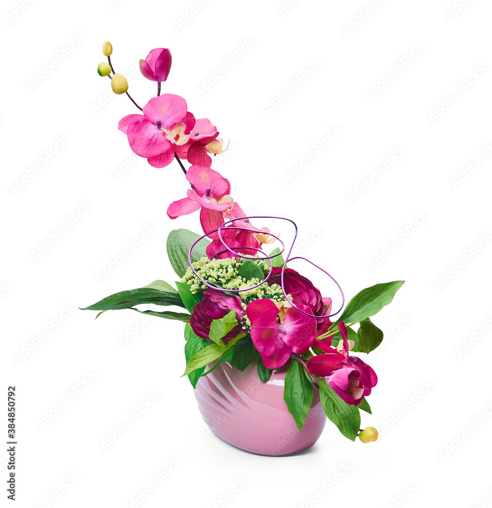 Flower arrangement in a vase on a white background Flower arrangement in a vase on a white background