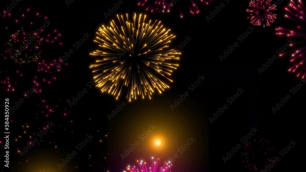 fireworks animation on black background loop