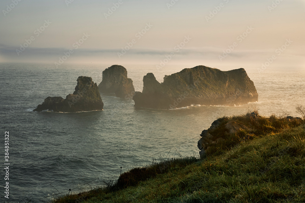 Coastline during sunset in Llanes, a beautiful village from the north of Spain.